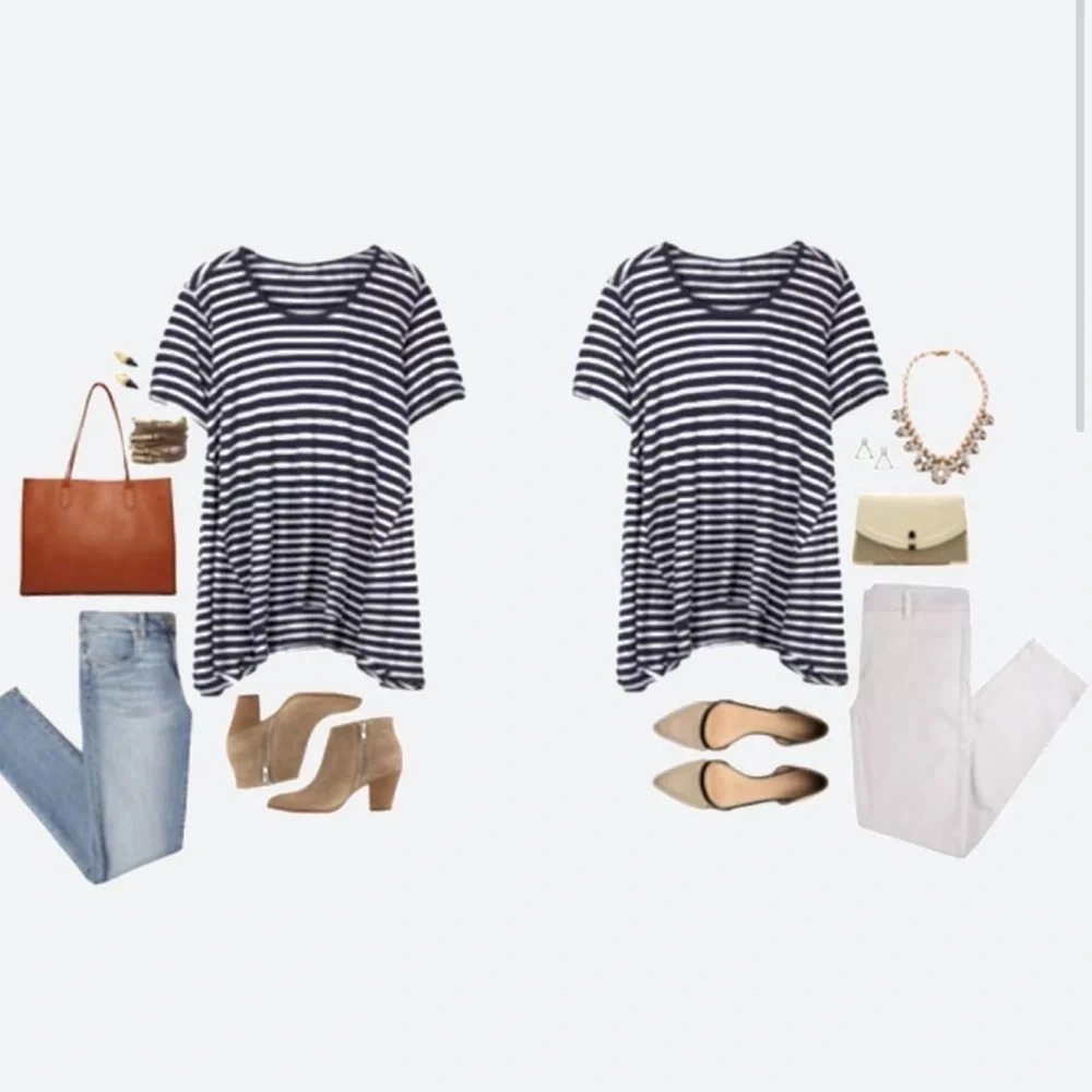 Swingy stripe knit trapeze top - Dahlya - Stitchfix -navy and white - Picture 7 of 8